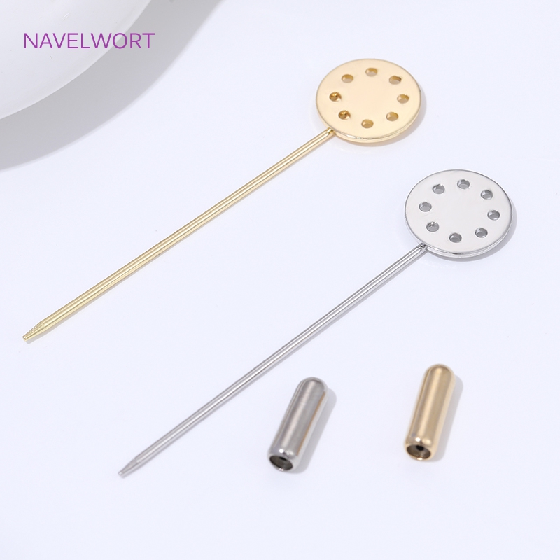 Brooch Pin Gold - เข็มกลัดยาวชุบทอง 14K ขนาด 12 มม. ฐานเปล่าสำหรับทำเข็มกลัด