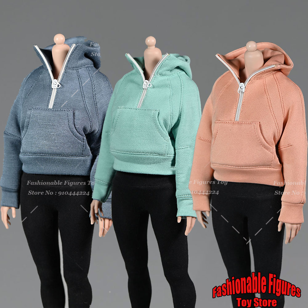 Women'S Accessories Flannels - 1/6 ทหารผู้หญิงเสื้อสวมหัวสั้นแขนยาวครึ่งซิปเสื้อกันหนาวหมวกเมืองสาวกีฬาท็อปส์ตุ๊กตาอุปกรณ์เสริมสําหรับ 12 ''รูปการกระทํา