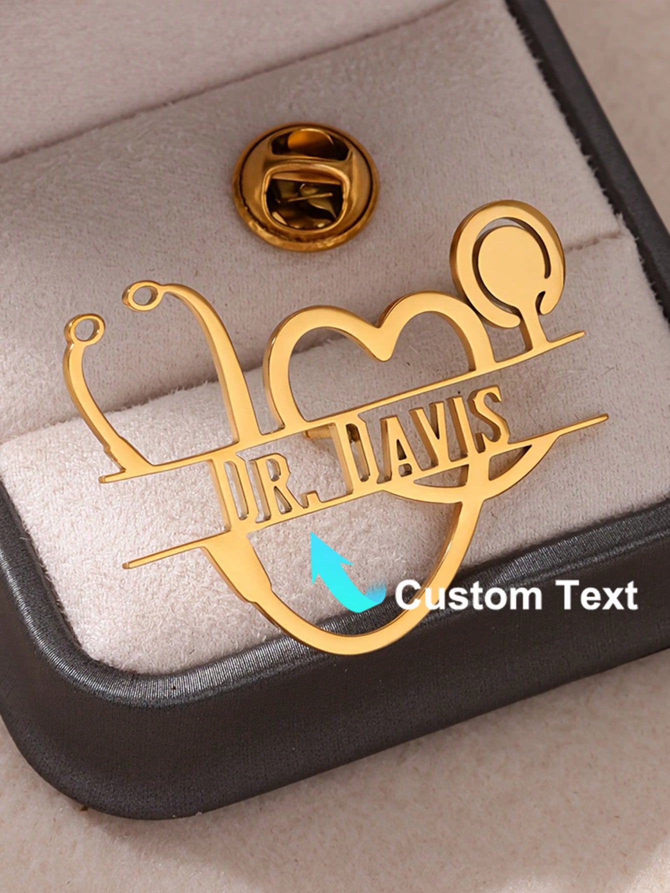 Brooch Pin Gold - ส่วนบุคคล Vintage หูฟังหัวใจเข็มกลัด Pin สแตนเลสสตีลที่กําหนดเองหมอพยาบาลสัตวแพทย์ชื่อ Badge