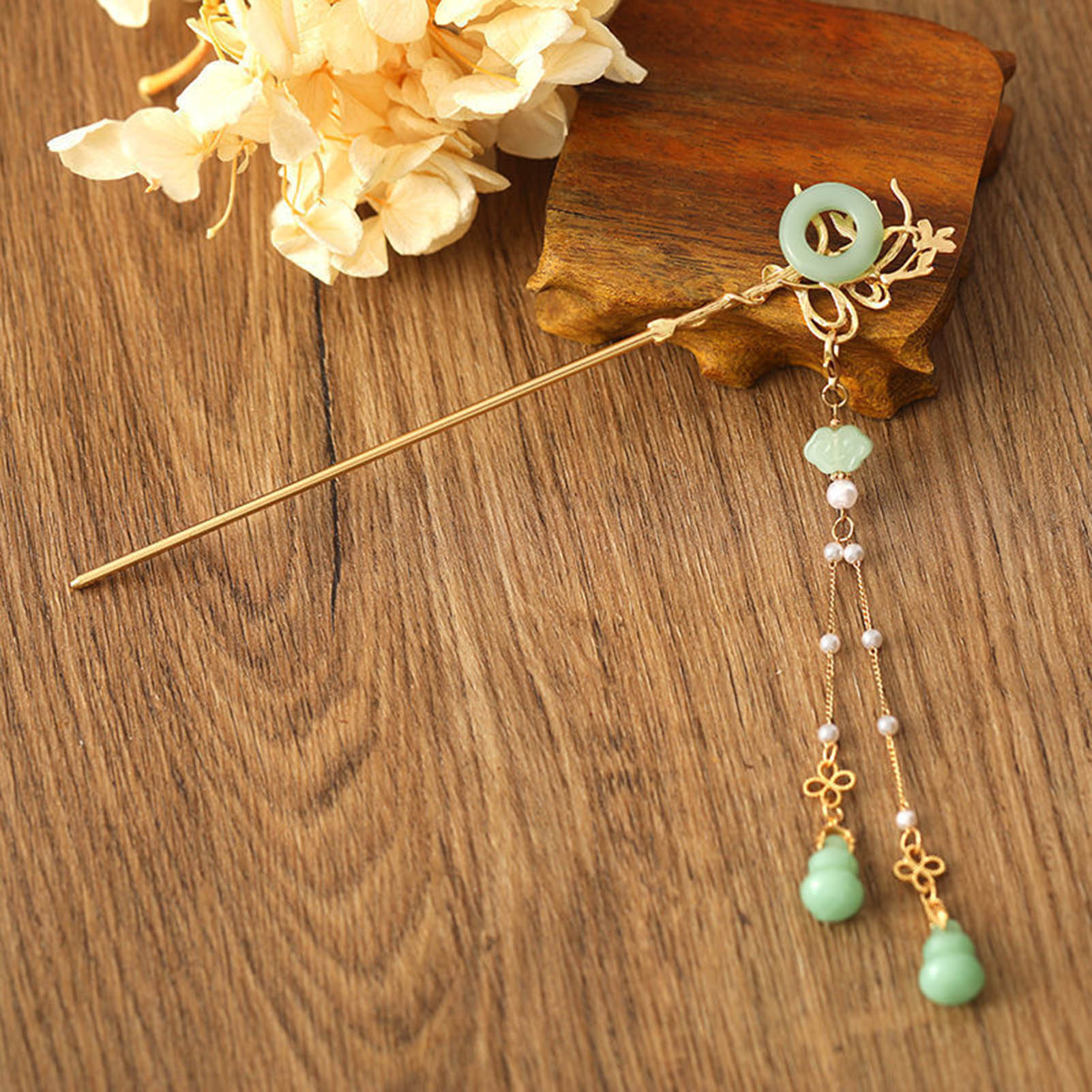 Pearl Hair Pin - สไตล์จีนแก้วสําหรับผู้หญิงElegant Concentric BUCKLEพู่ผมประณีตโลหะเครื่องประดับอุปกรณ์เสริมผม 18 ซม