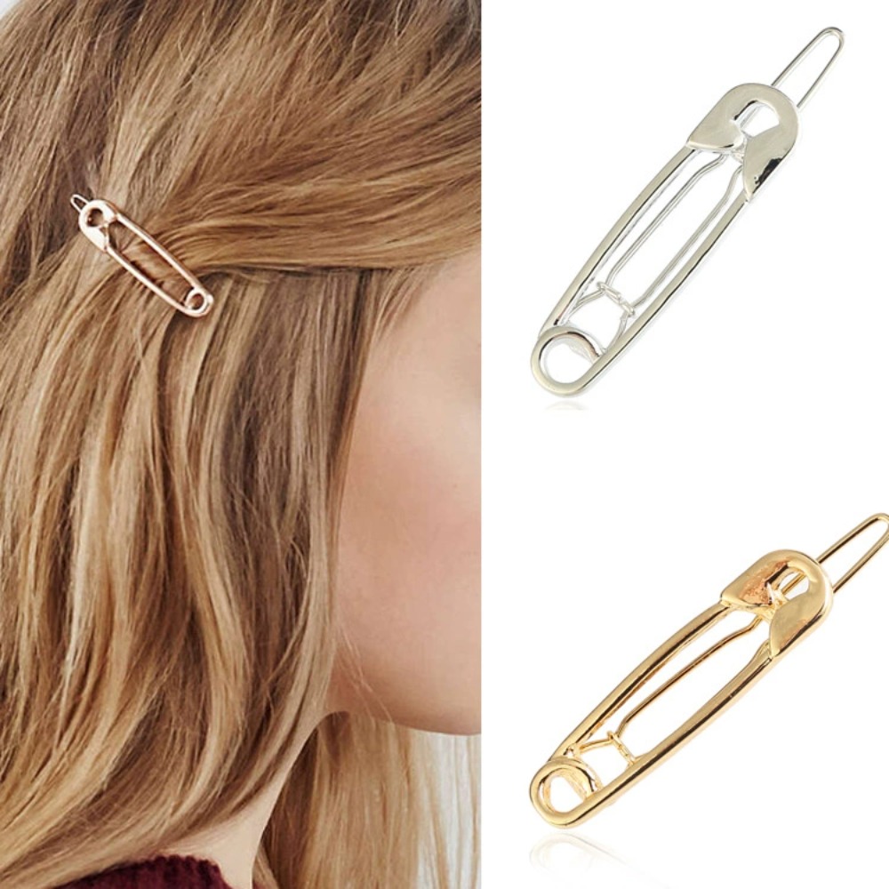 Brooch Pin Gold - 2/4 ชิ้น ของขวัญแฟชั่น เข็มกลัดรูปทรงทอง/เงิน สำหรับผู้หญิง กิ๊บติดผมแบบเข็มกลัดนิรภัย