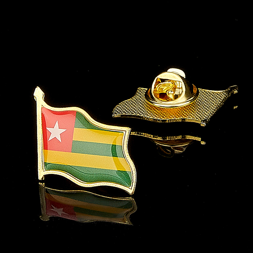 Brooch Pin Gold - สาธารณรัฐโตโกประเทศแอฟริกาอีพ็อกซี่ธงชาติชุบทองปกเข็มกลัด lencana PIN