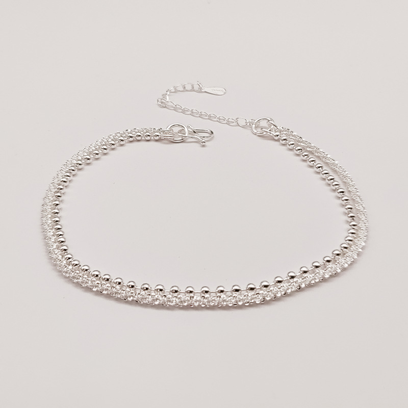 Women'S Accessories New Look - แฟชั่นใหม่ 925 เงินสเตอร์ลิงประกายระยิบระยับสร้อยข้อมือสองชั้นประณีตเรียบง่ายสร้อยข้อมือผู้หญิงเครื่องประดับอัญมณีชั้นดี