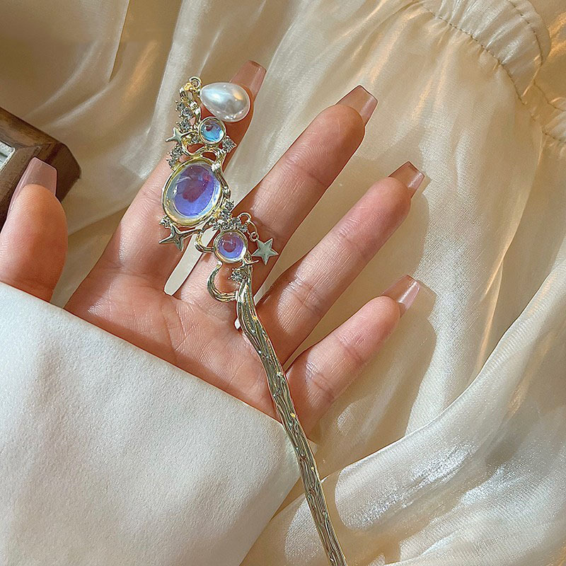 ปิ่นปักผมมูนสโตนพร้อมพู่ดาวและ - Pearl Hair Pin บทวิจารณ์และราคา