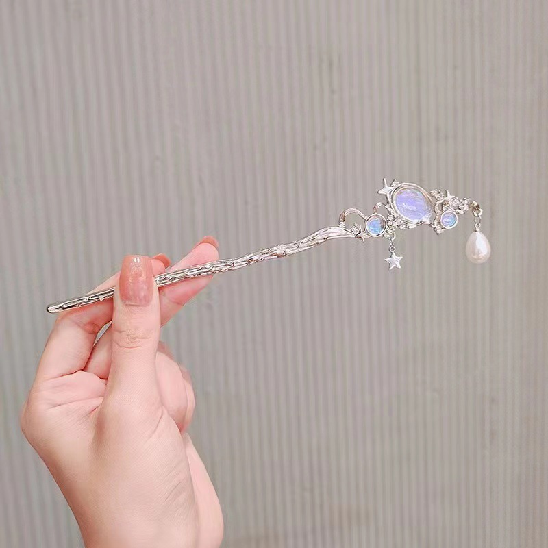 ปิ่นปักผมมูนสโตนพร้อมพู่ดาวและ - Pearl Hair Pin บทวิจารณ์และราคา