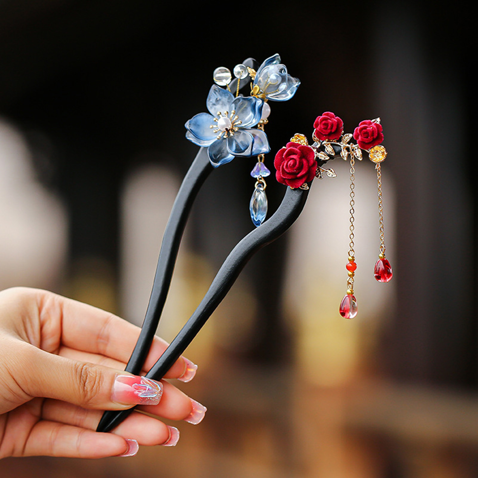 กิ๊บติดผมพู่ดอกไม้สไตล์จีน วิน - Pearl Hair Pin บทวิจารณ์และราคา