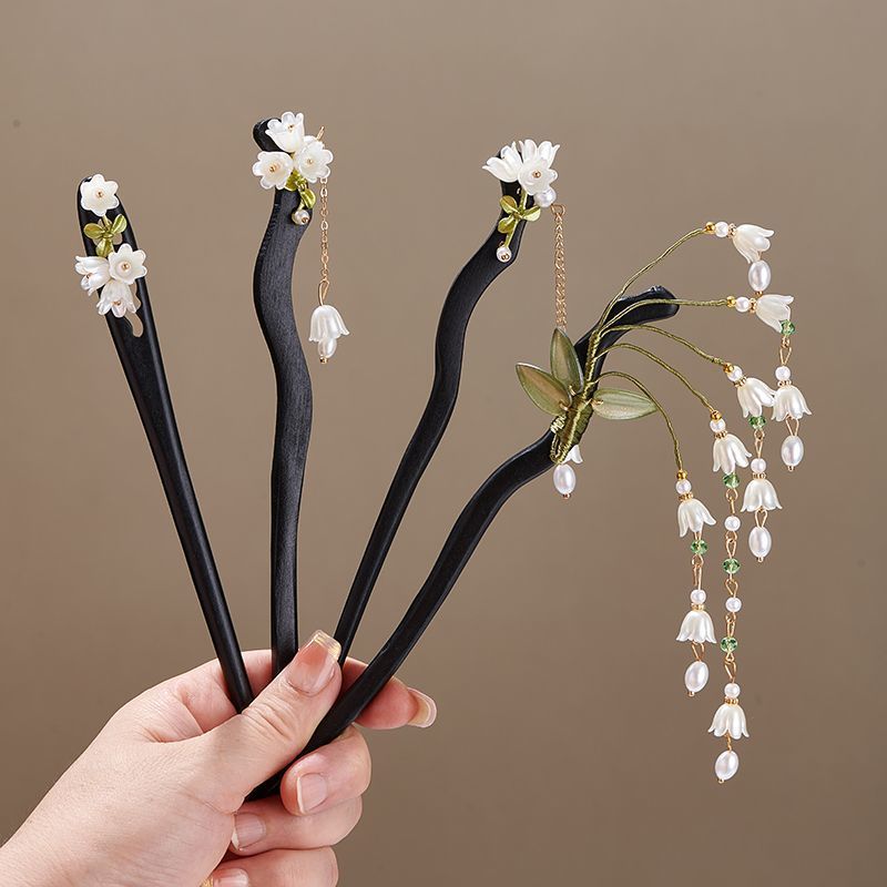 กิ๊บติดผมไม้รูปดอกไม้สไตล์วินเ - Pearl Hair Pin บทวิจารณ์และราคา