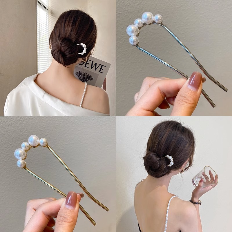 กิ๊บติดผมรูปตัว U สไตล์วินเทจ  - Pearl Hair Pin บทวิจารณ์และราคา