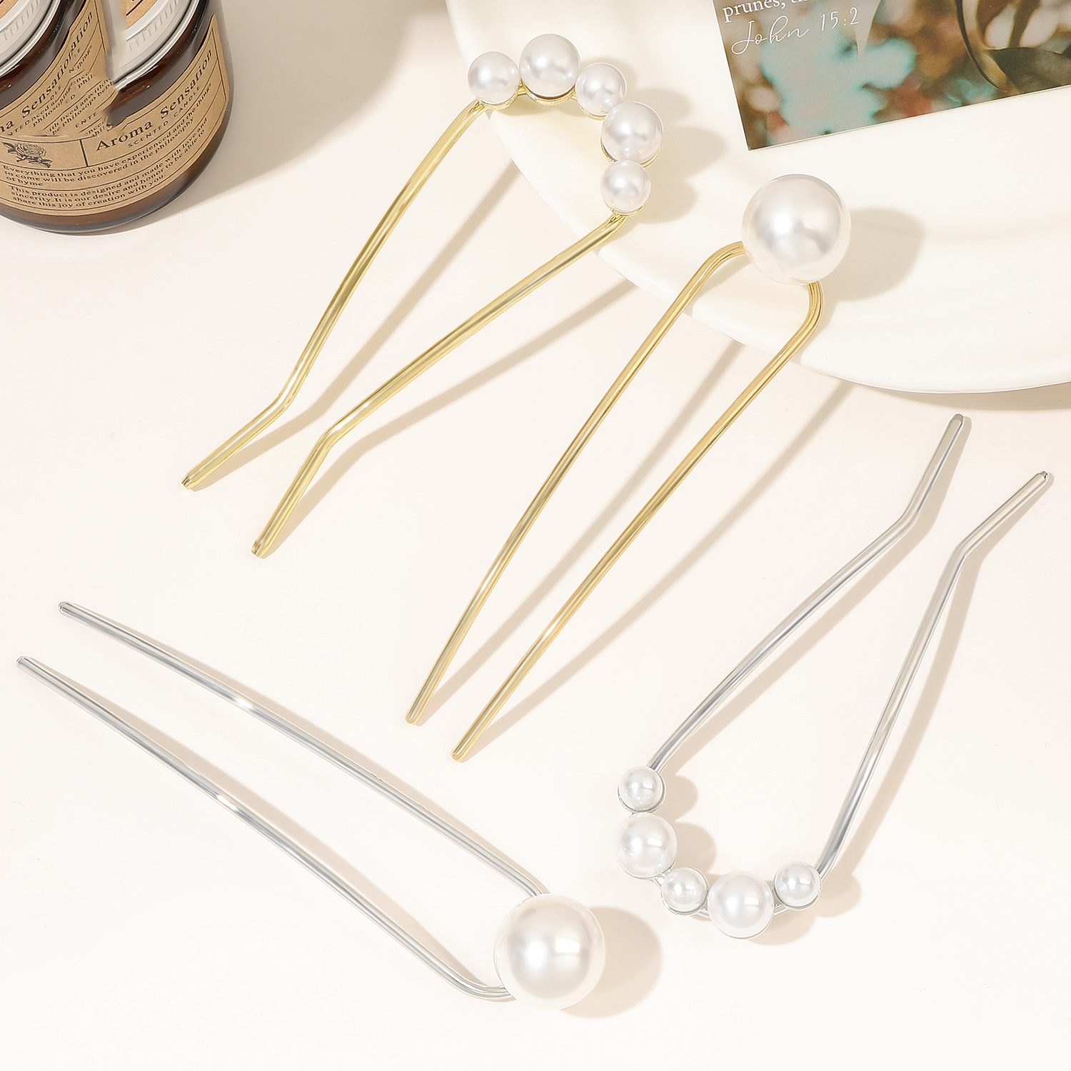 กิ๊บติดผมรูปตัว U สไตล์วินเทจ  - Pearl Hair Pin บทวิจารณ์และราคา