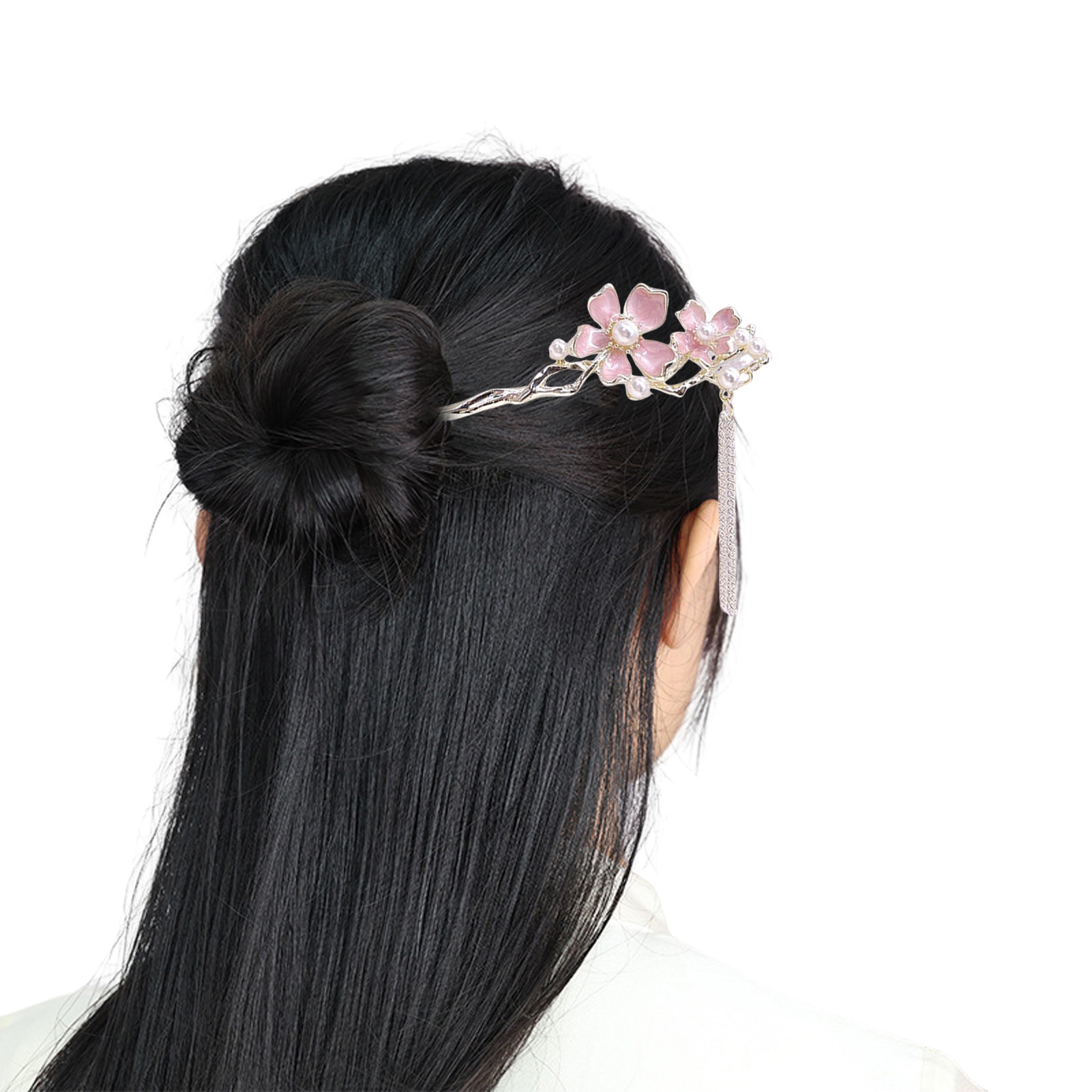 ปิ่นปักผมลายดอกไม้สีชมพูพร้อมพ - Pearl Hair Pin บทวิจารณ์และราคา