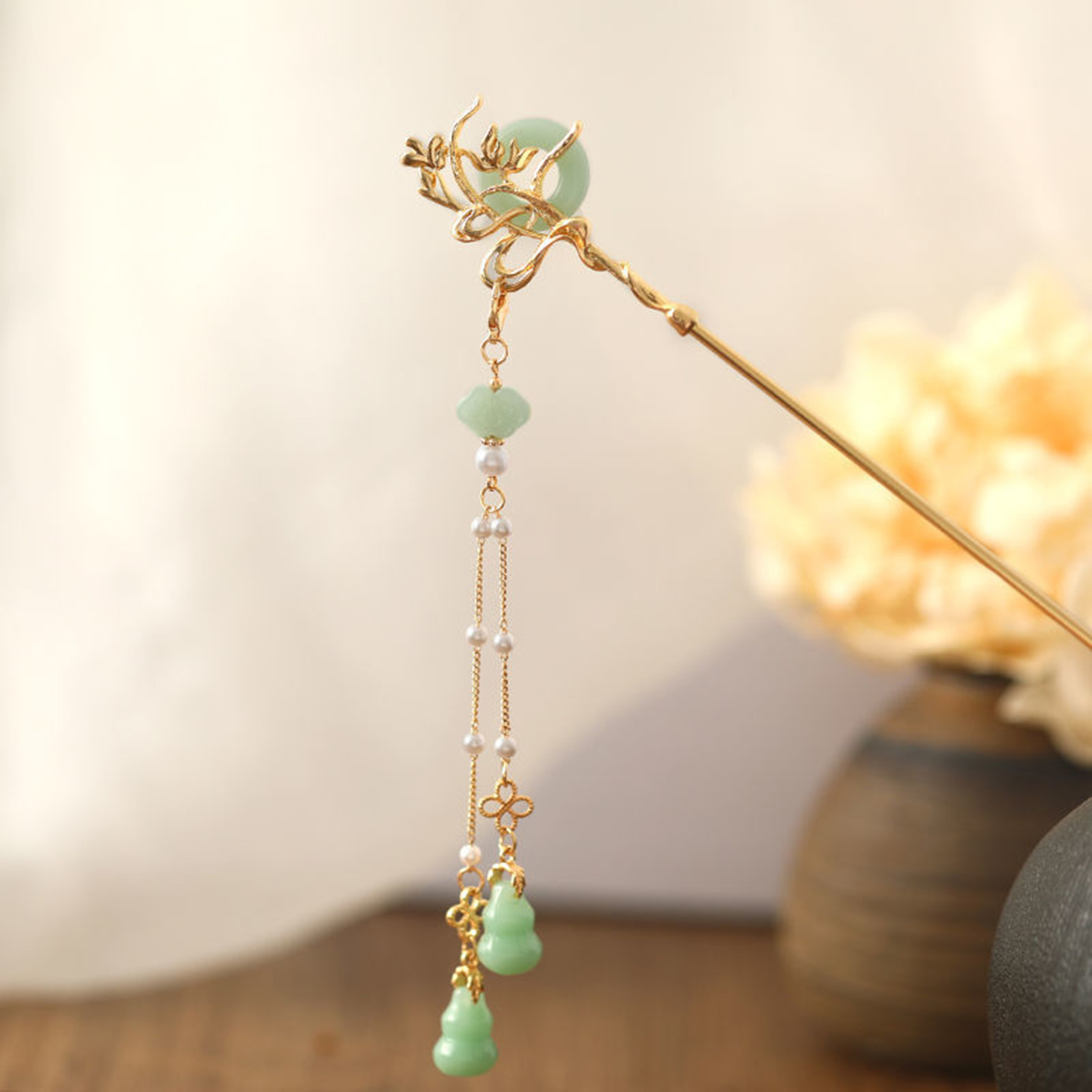 สไตล์จีนแก้วสําหรับผู้หญิงEleg - Pearl Hair Pin บทวิจารณ์และราคา