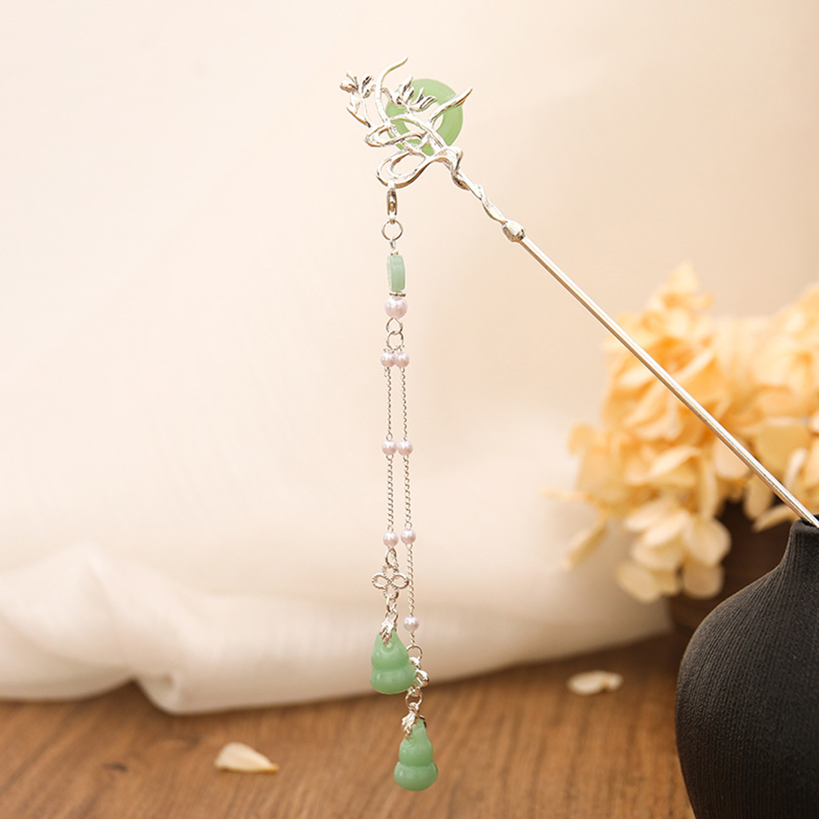 สไตล์จีนแก้วสําหรับผู้หญิงEleg - Pearl Hair Pin บทวิจารณ์และราคา