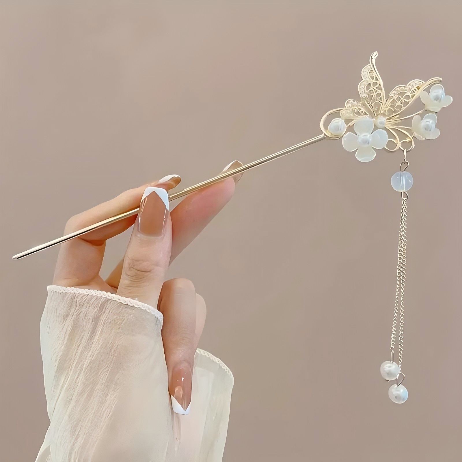 กิ๊บติดผมแบบจีนโบราณ ดีไซน์ดอก - Pearl Hair Pin บทวิจารณ์และราคา