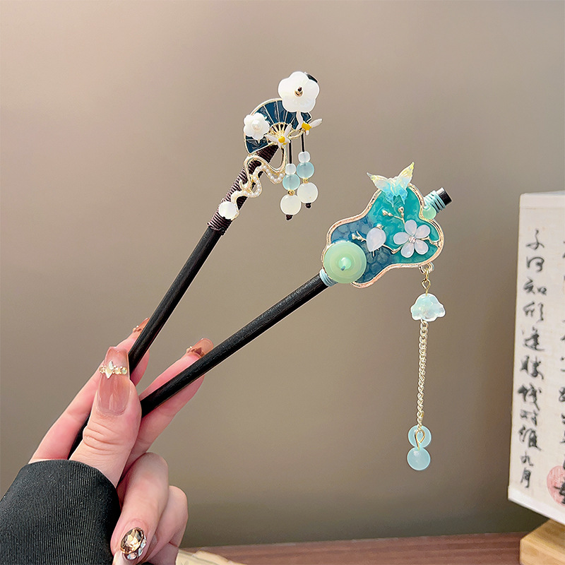 กิ๊บติดผมพู่ห้อยแบบคลาสสิก สีด - Pearl Hair Pin บทวิจารณ์และราคา