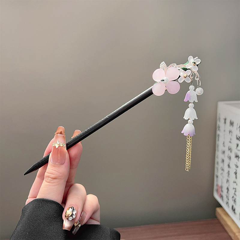 กิ๊บติดผมพู่ห้อยแบบคลาสสิก สีด - Pearl Hair Pin บทวิจารณ์และราคา