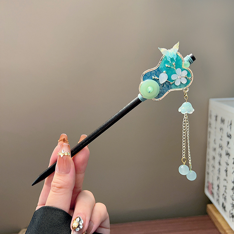 กิ๊บติดผมพู่ห้อยแบบคลาสสิก สีด - Pearl Hair Pin บทวิจารณ์และราคา